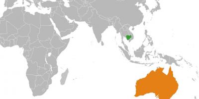 Cambodja kaart in de kaart van de wereld