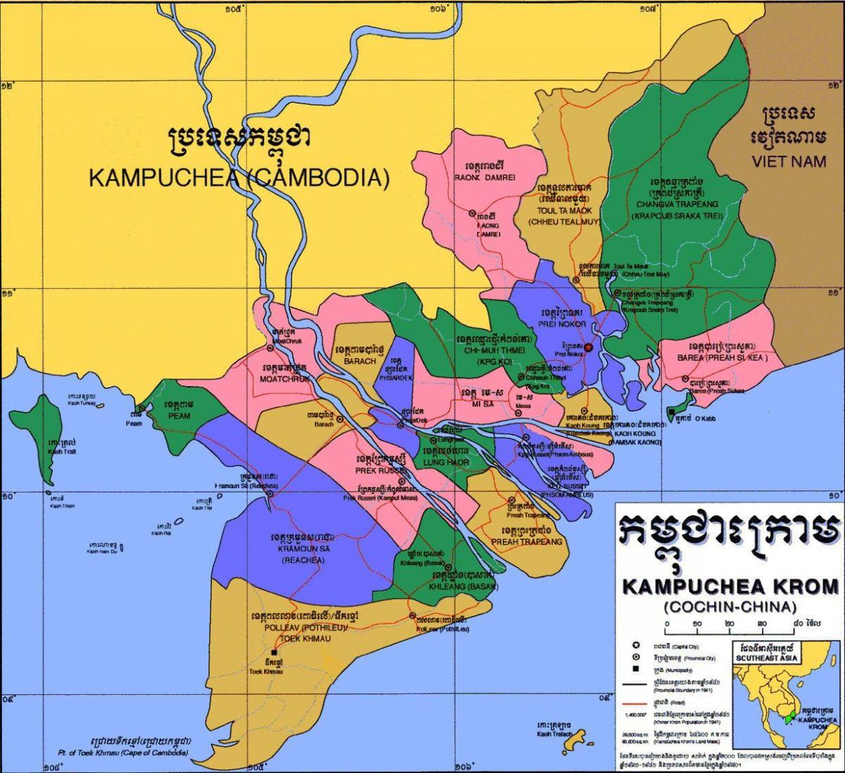 kaart van cambodja