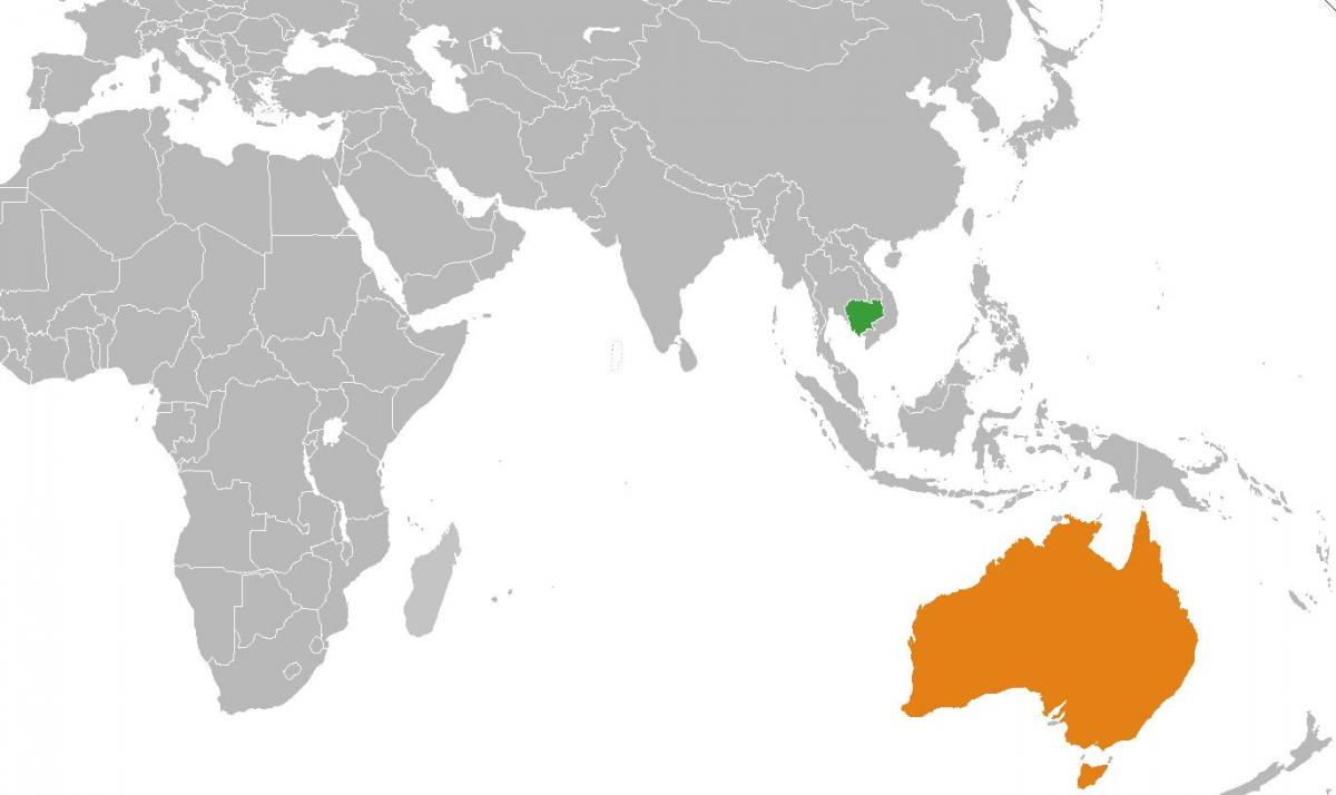 Cambodja kaart in de kaart van de wereld