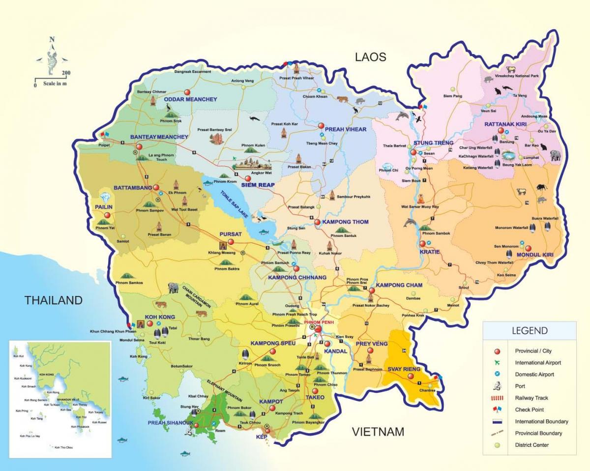 Kaart van Cambodja luchthavens