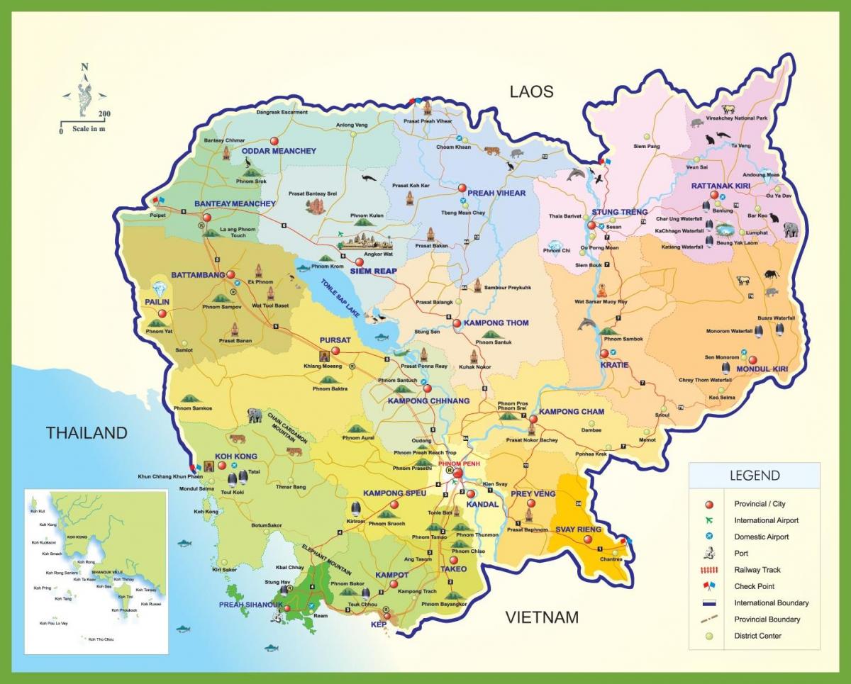 een kaart van Cambodja