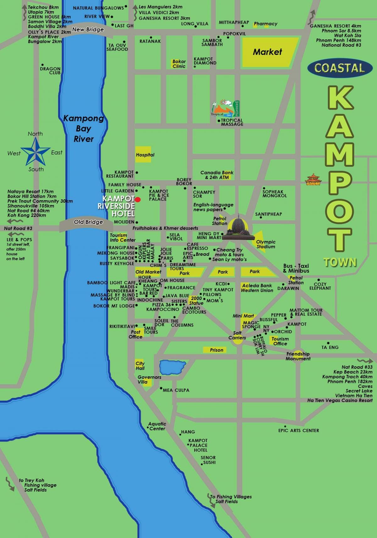 Kaart van kampot Cambodja